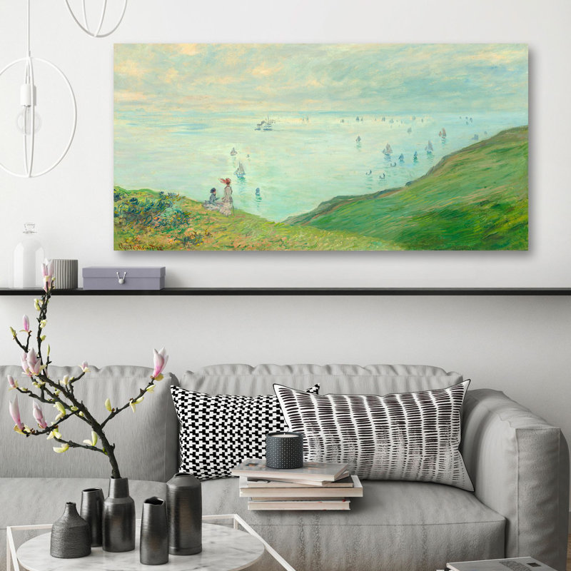 Cliffs At Pourville by Claude Monet - Wrapped Canvas Painting, 35cm H x 70cm W x 4cm D