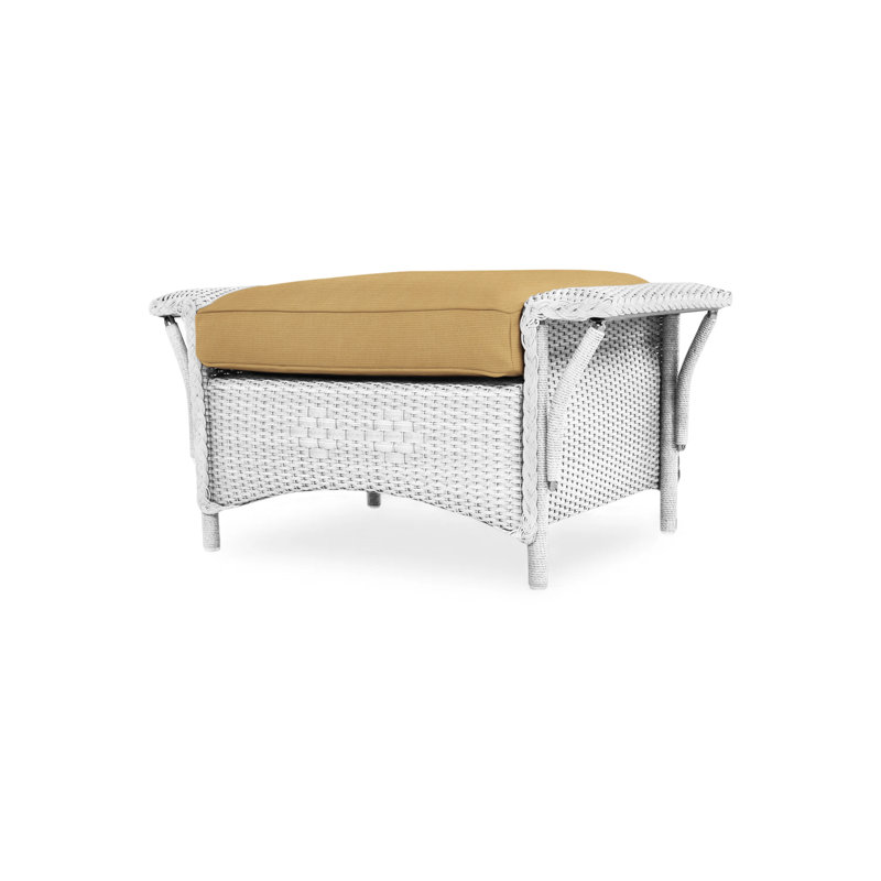 Nantucket Outdoor Ottoman, White, Rollo Linen