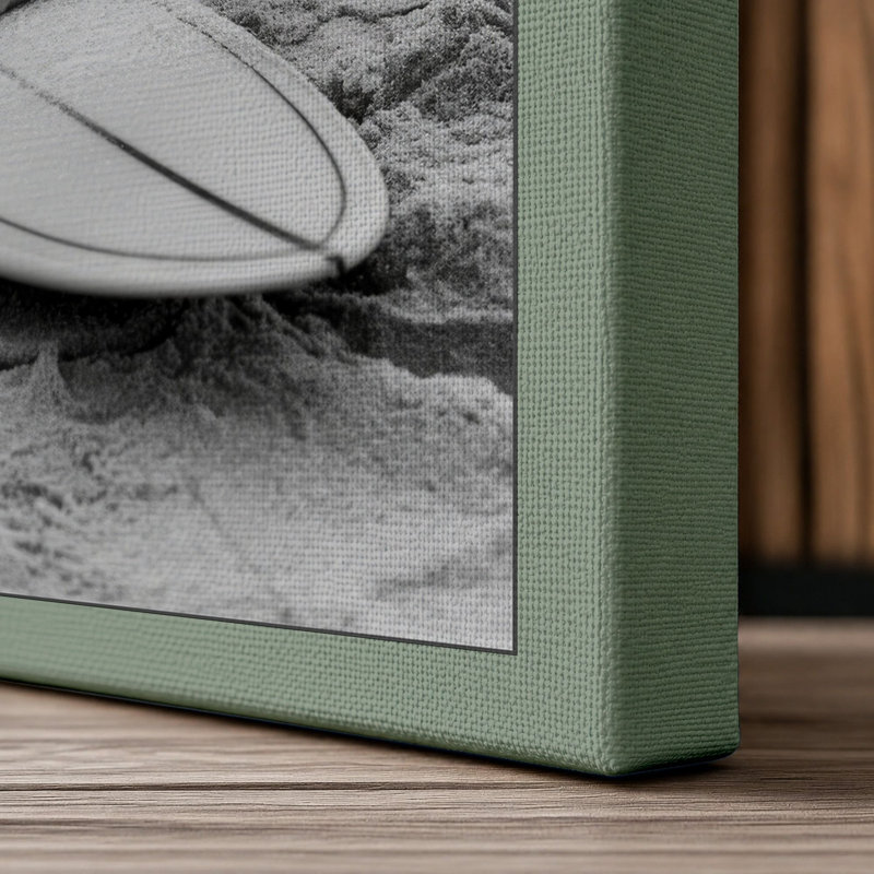 Surfer's Moment Coastal - Wrapped Canvas, 30x20 - 76.2 x 50.8 cm, Sage Border