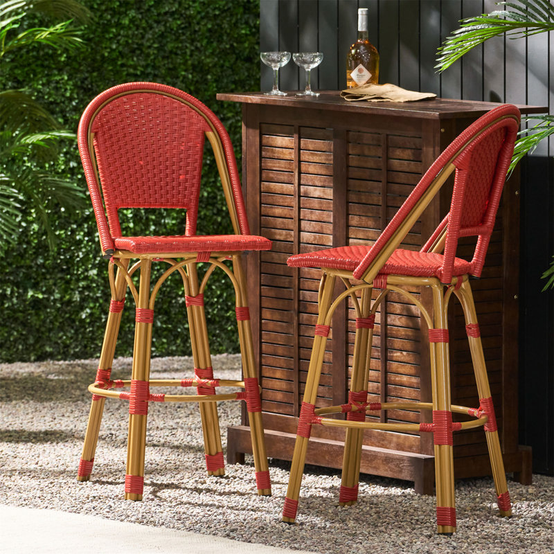 Tabourets de bar d'extérieur français en aluminium (excluant la table)