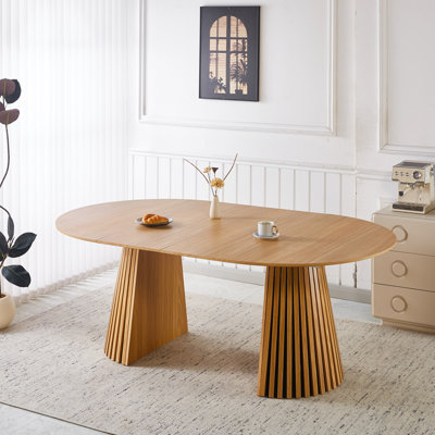 Table à rallonge Mid-Century moderne à piédestal, table de salle à manger multifonctionnelle pour 6 à 10 personnes et grande table basse