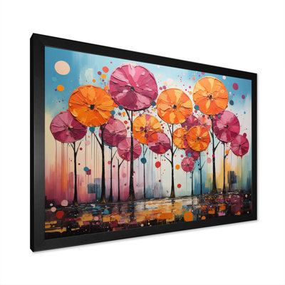 Palmiers orange et roses abstraits IV - impression