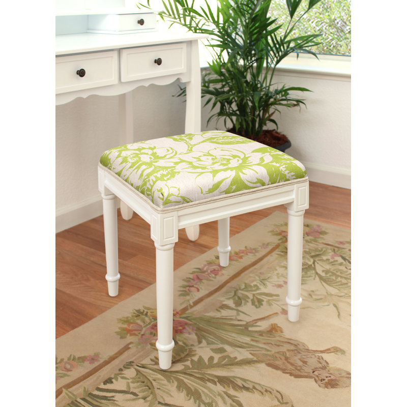 Kay Solid Wood Accent Stool, Chartreuse, Grey