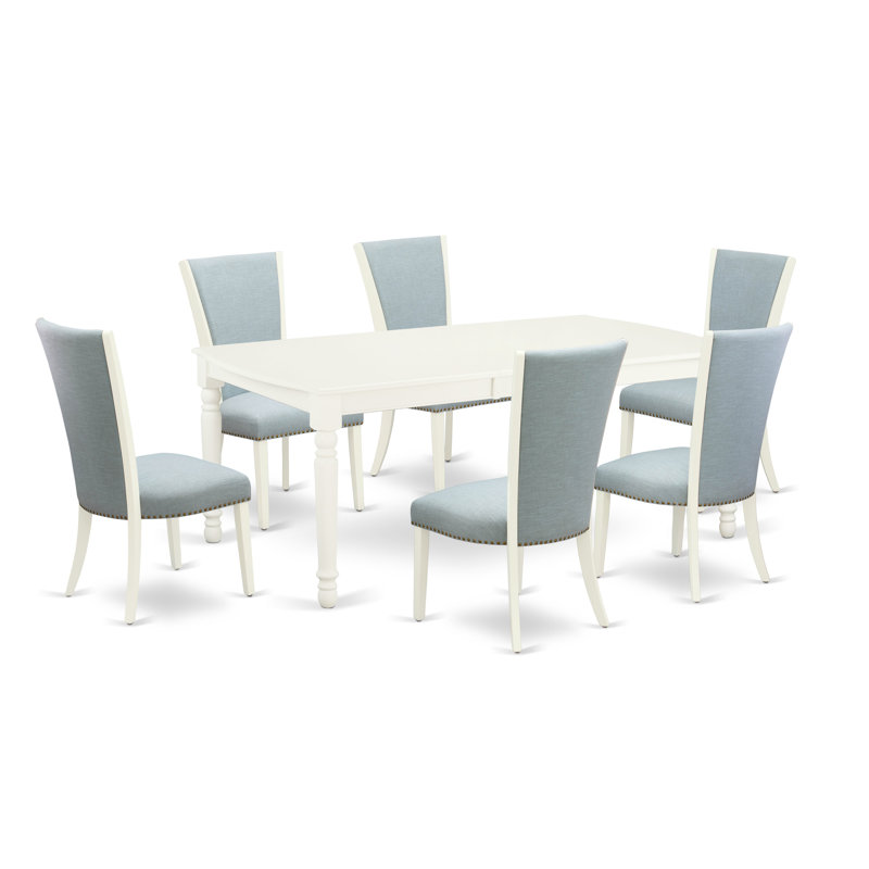 Ensemble de salle à manger 7 pièces comprenant une table de salle à manger rectangulaire avec feuille papillon et 6 chaises Parson
