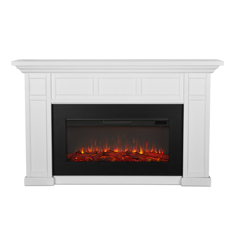 Alcott 75" Landscape Electric Fireplace by Real Flame, White, Standard