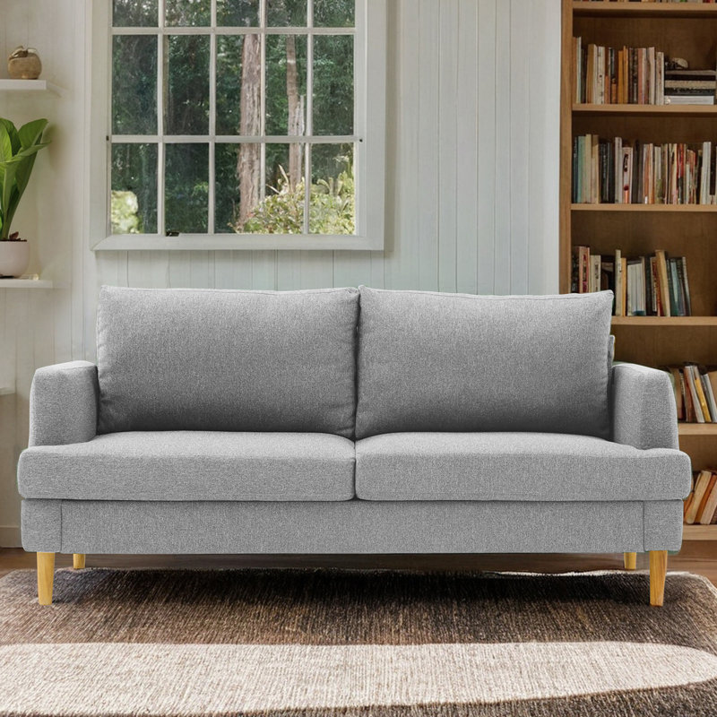 Canapé-lit à accoudoirs carrés 70 po avec accoudoirs carrés et moderne, Gris, H 33,33 po x l 70,22 po x P 27,11 po