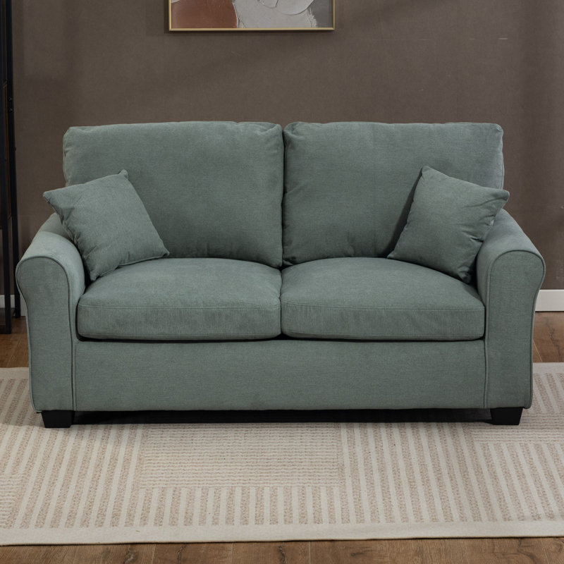 2 Seater Linen Blend Sofa Bed, Green