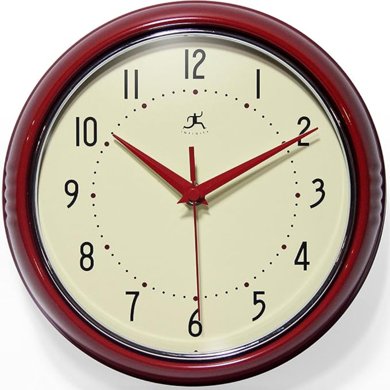 Infinity Instruments LTD. Rétro horloge murale de cuisine Mid Century