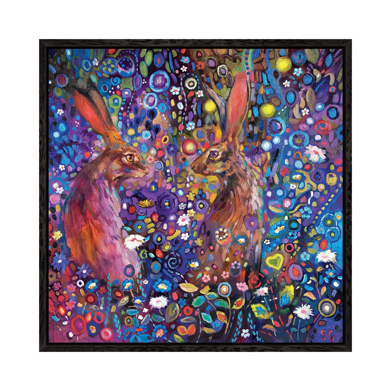 The Garden Of Delights by Sue Gardner - Painting on Canvas, Black Framed, 45.72 cm H x 45.72 cm W