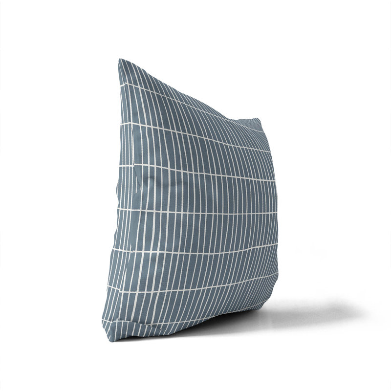 Coussin Snow Fence, H 18 po x l 18 po, Bleu géométrique