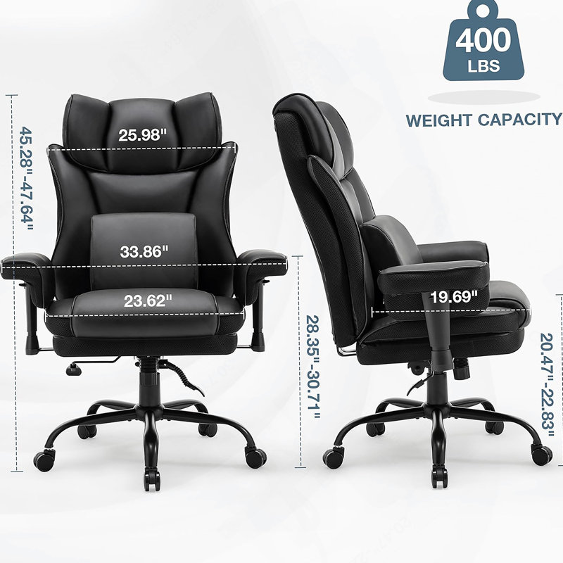 Fauteuil de bureau à haut dossier, fauteuil berçant de 400 lb, fauteuil de bureau ergonomique