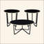Table basse ronde et tables de bout, ensemble de 3 pièces, plateau en verre trempé noir, cadre en métal, meubles de salon modernes
