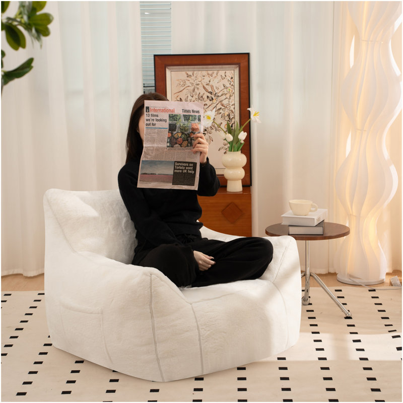 MJ-YS176-WT, H 12,6 po x l 16,54 po x P 19,29 po, White Faux Fur