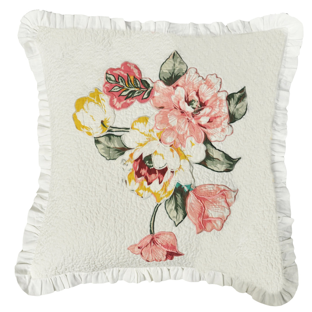 Antoinette Quilted Linen Throw Pillow Amity Home