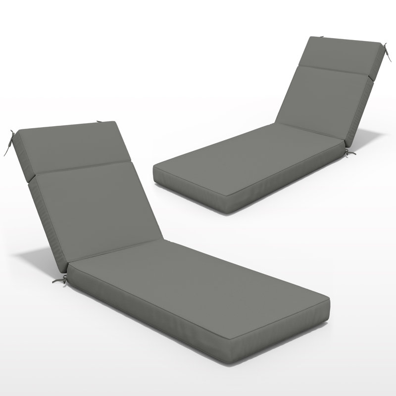 Outdoor 4'' Chaise Lounge Cushions Lounge Chair Cushions (Cushions Only), Light Gray, 2, 26" W x 80" D