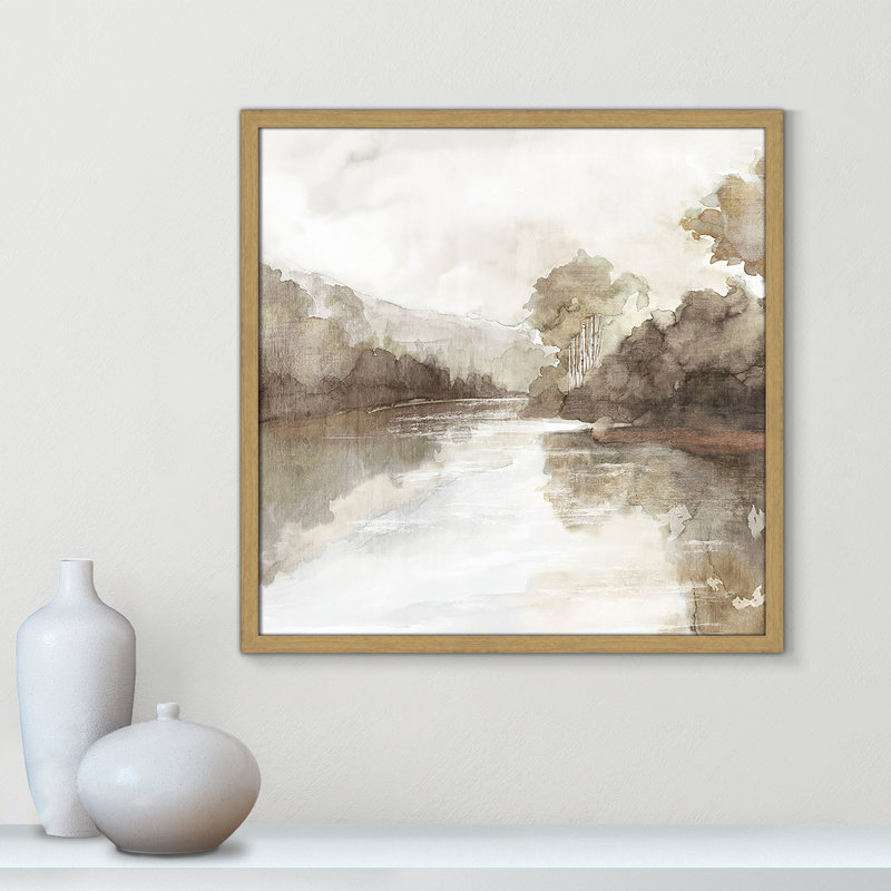 «Fall Nature Print» par Eva Watts, Grain de bois naturel, L 23,5 po x H 23,5 po, Impression encadrée