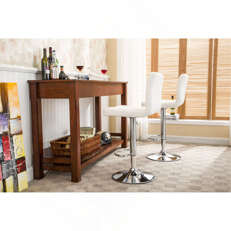 Tabouret de bar pivotant réglable en similicuir, ensemble de 2, Blanc