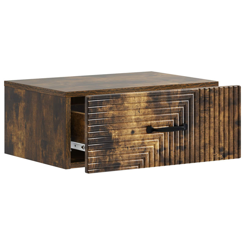 49cm W Manufactured Wood Bedside Table, Smoked Oak