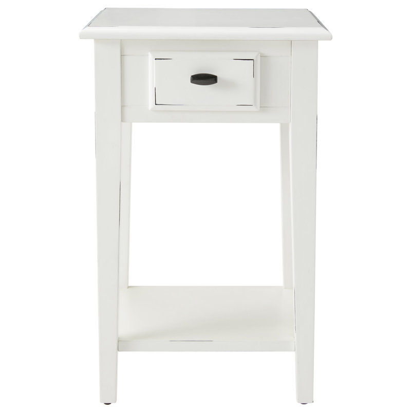 Solid Wood Square Side Table, White