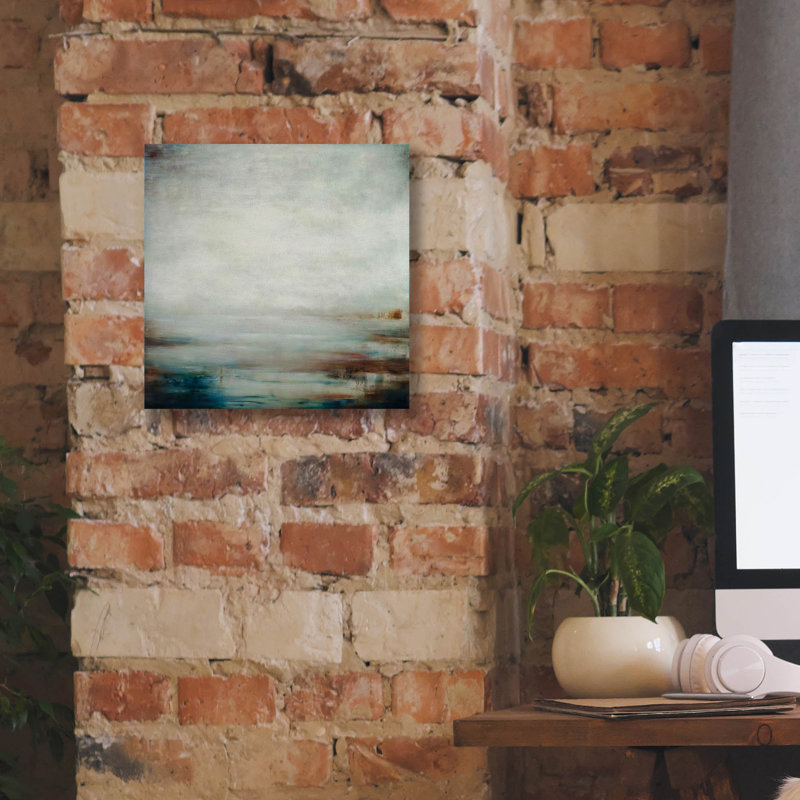  «Where The River Meets The Sea» par Aondrea H. Maynard, art mural sur toile, 12 po x 12 po