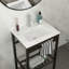 Lavabo console 24 po x 18 po en céramique avec trop-plein, pieds noirs et conception compacte pour les salles de bain modernes