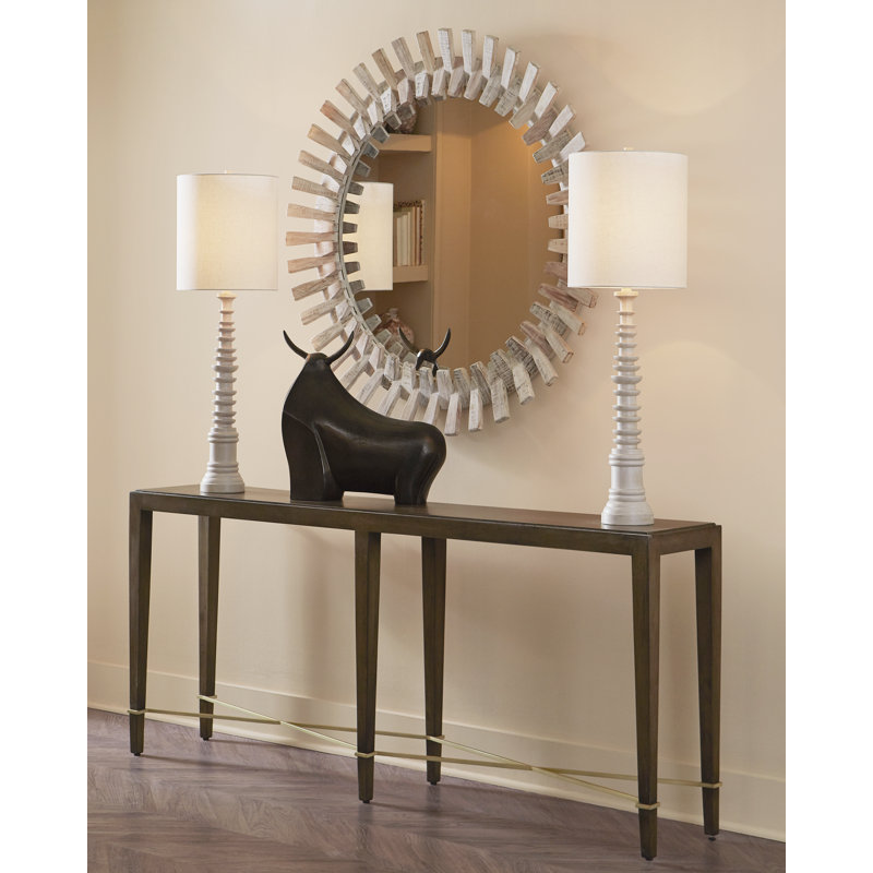 Diza Round Wall Mirror, Whitewash