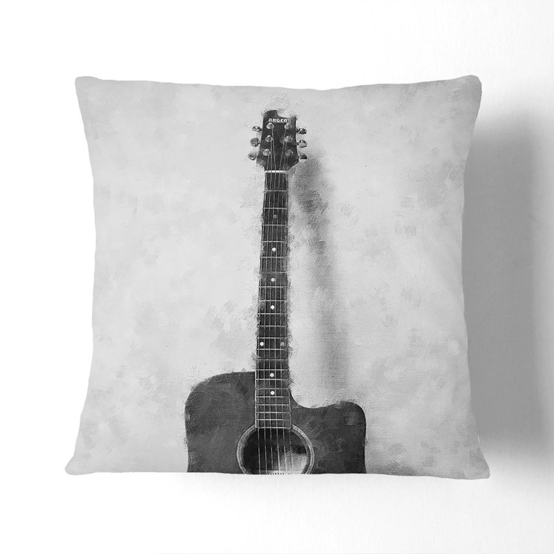 Acoustic Guitar Vol.2 Square Throw Cushion, Stone, 40cm H x 40cm W x 15cm D
