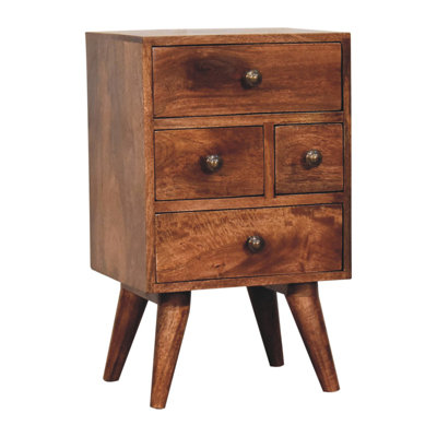 Wood Honey Caramel Nordic Style 4-Drawer Multi Bedside