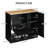 Black Rattan‑Door Pet Feeding Station with Storage, Elevated Bowls and Hooks