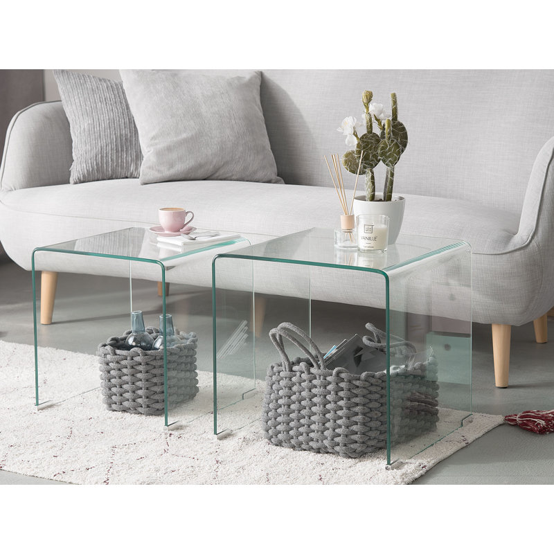 Bayville Glass Top Sled Nesting Tables
