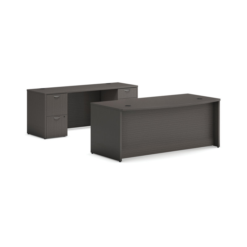 Mod Solid Wood Computer Desk, Slate Teak