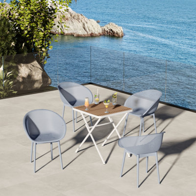 2 - Pack All Weather Blue Modern Lounge Chairs With Multi Functional Square Pp Table, , Non Slip, Breathable Mesh For Outdoor Offices And Khaki/White Durability, Ergonomic Design, Mesh, Suitable