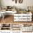 95.6'' Extendable Makeup Vanity Desk With Flip-Top Mirror And Storage Drawers Home Office Desk-525903006
