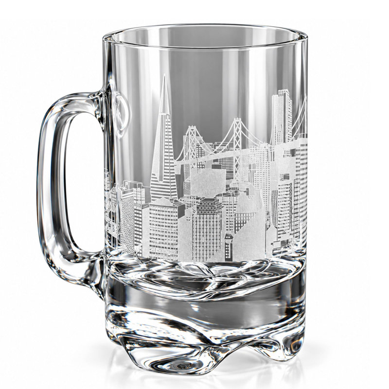 Beer Mug Engraved San Francisco Skyline Old Fashioned Premium Gift