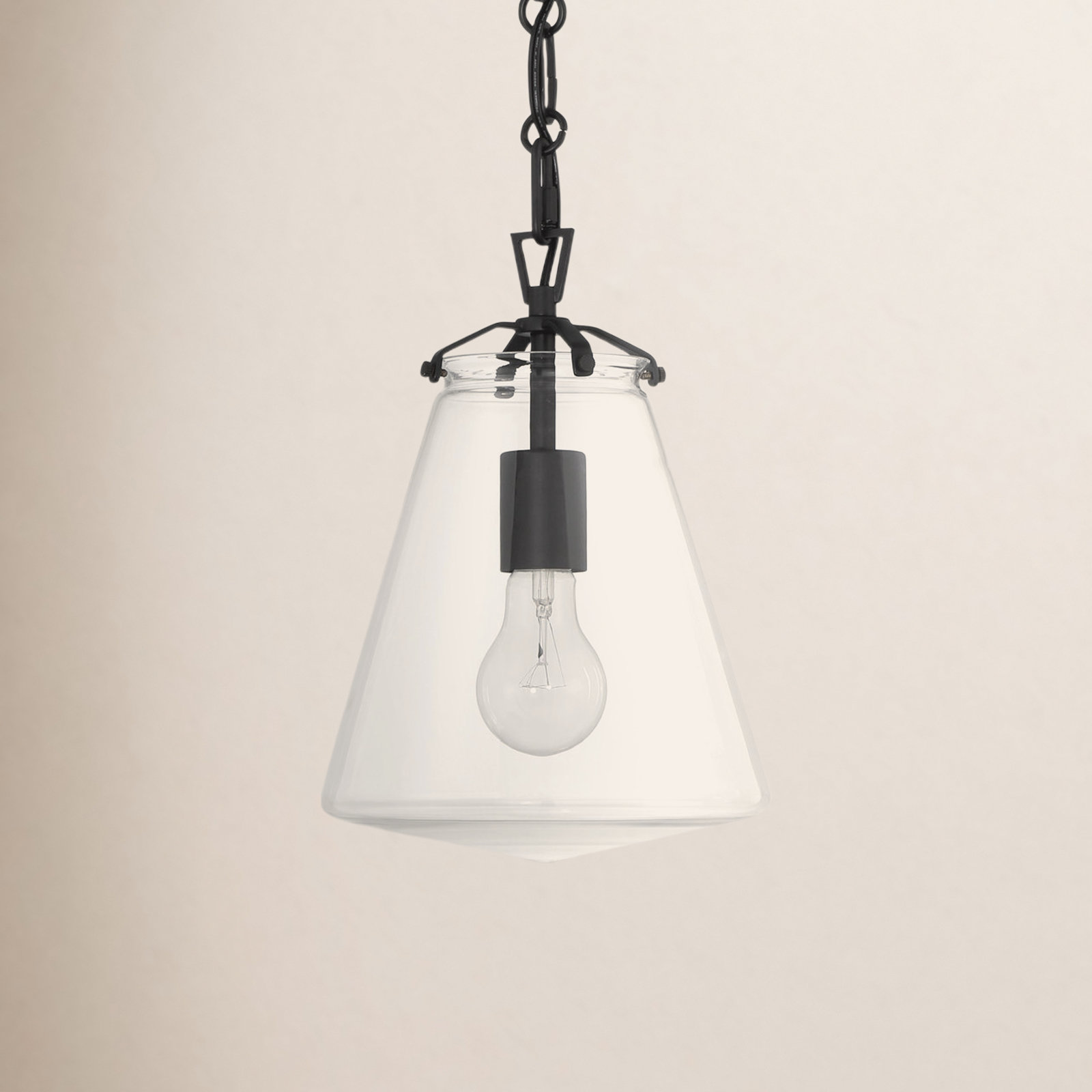 Blair Single Light Glass Dimmable Pendant, Matte Black