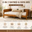 Lit de jour Cavrelisse en bois pleine grandeur avec cadre à trois côtés, canapé-lit plateforme en noyer foncé, construction en pin, contreplaqué et MDF, 10 lattes de soutien pour matelas, aucun sommier requis-2072742783