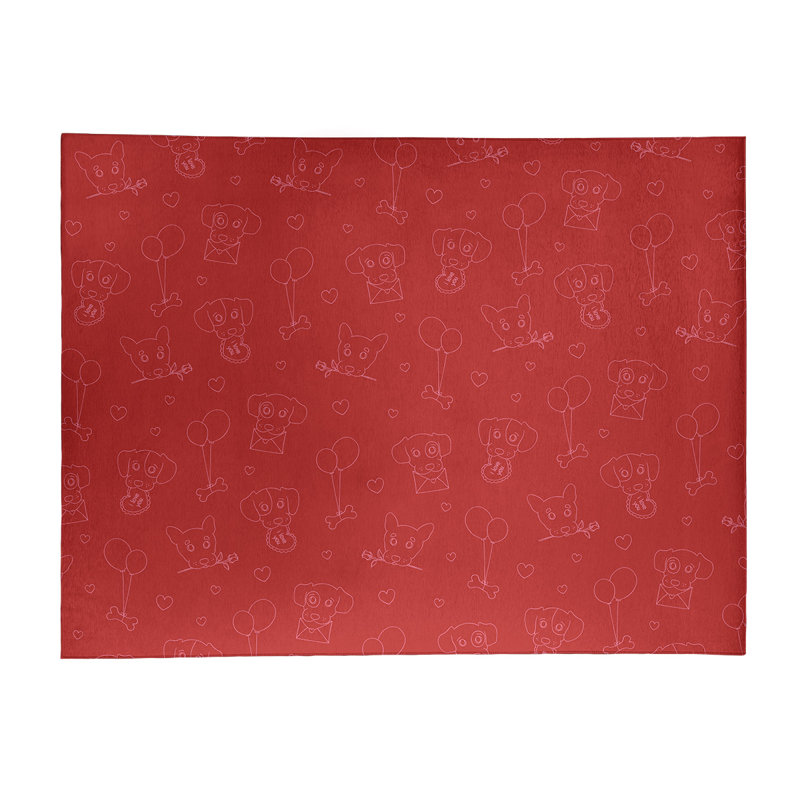 Tapis de zone rouge fait main, Rectangle 9 pi x 12 pi