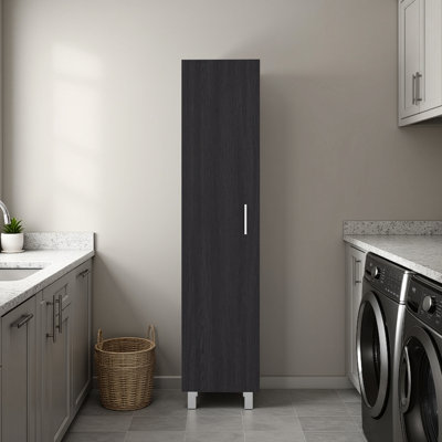 Freestanding Storage Cabinet With Enclosed Shelving, 4 Interior Shelves, Metal Components, Black Modern Particle Board For Multi - Room Storage, Legs, Office And Utility Spaces