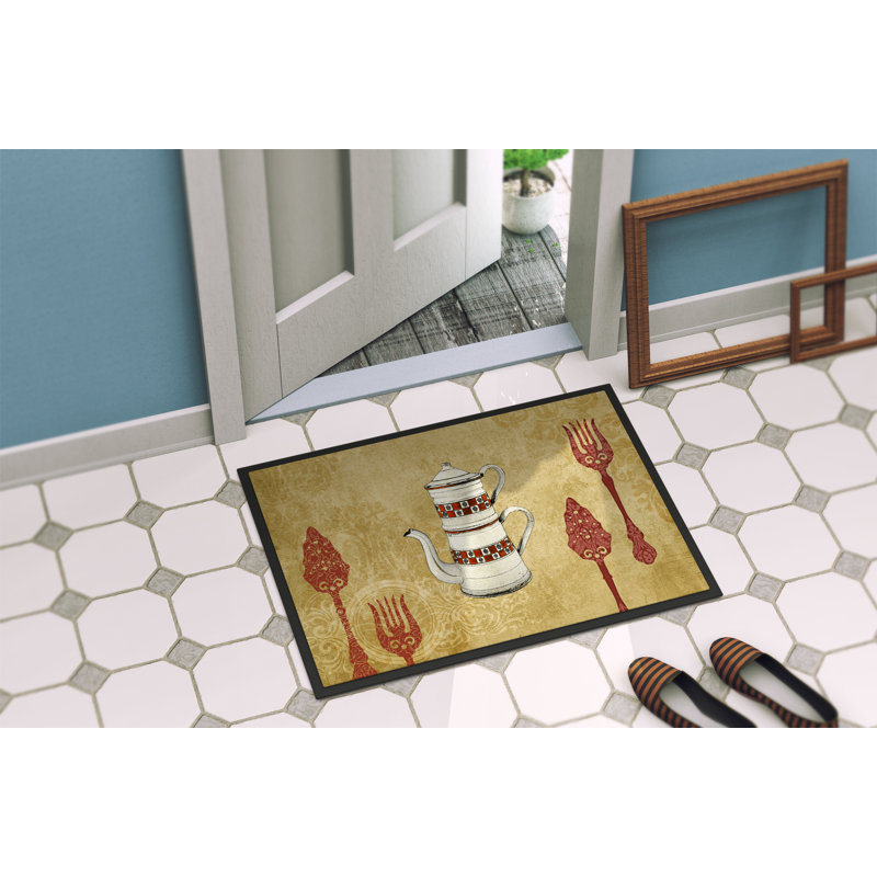Tapis d'entrée antidérapant Teapot Welcome, Rectangle 2 pi x 3 pi