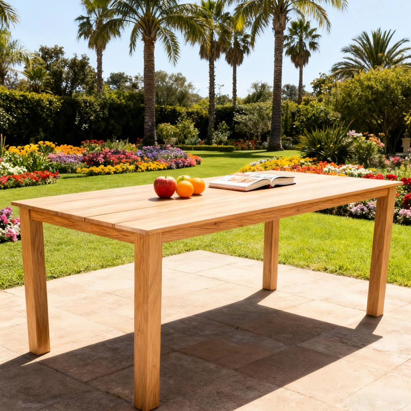 Table de salle à manger 68,9 pouces, hanches en bois, trou de parasol, convient aux espaces extérieurs et intérieurs