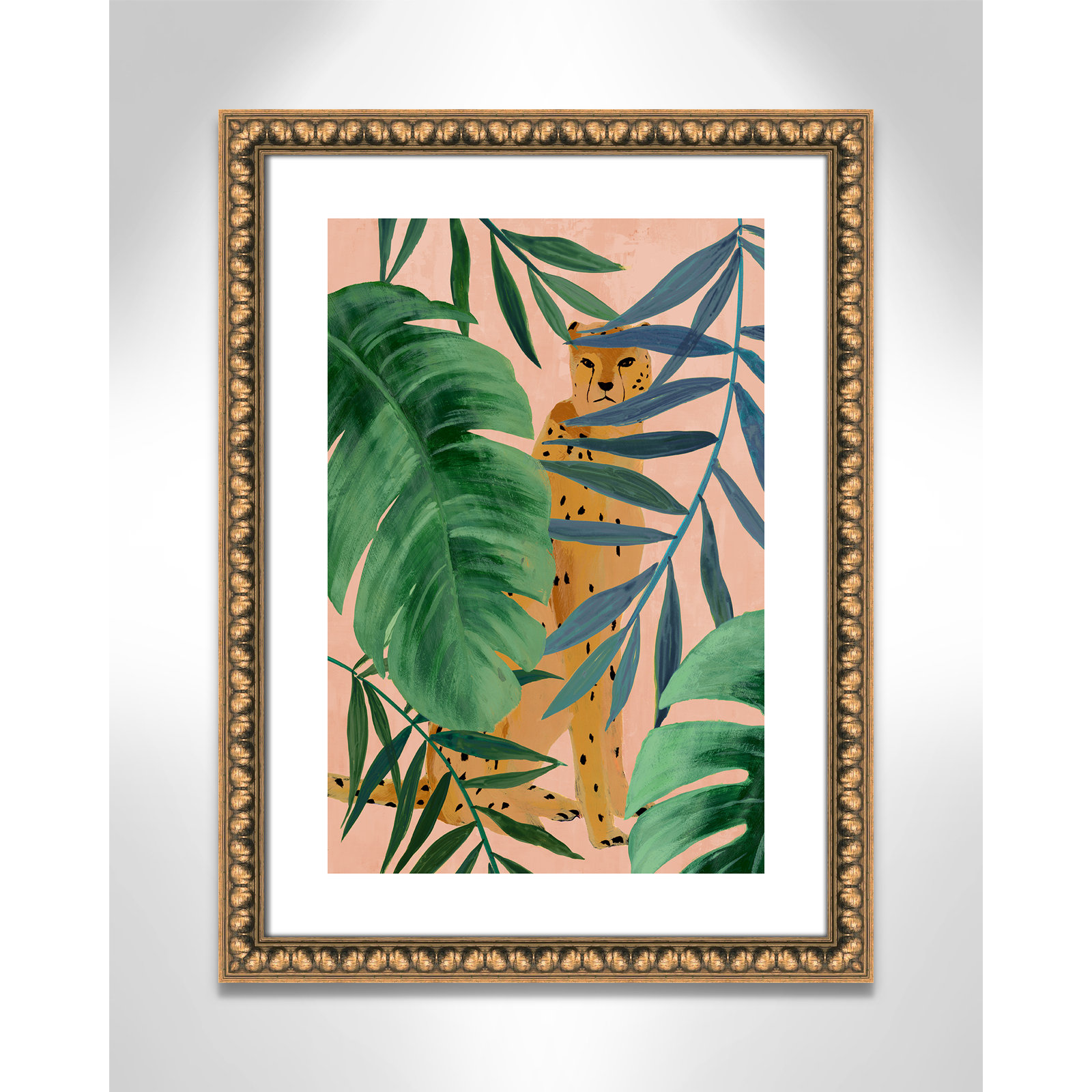 Allie "Silent Jungle" Painting by Isabelle Z, 23" H x 17" W x 1.13" D, Gold Bead Framed Paper