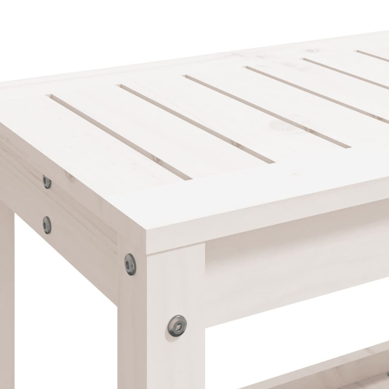 Alzugaray Solid Wood Outdoor Bench, White, 45cm H x 108cm W x 35cm D