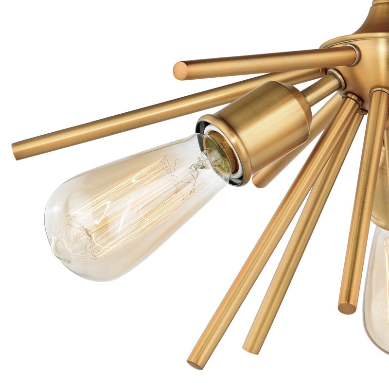 Plafonnier semi-encastré à 3 ou 6 lumières Morrison, Laiton naturel, 6, H 14,5 po x l 24 po x P 24 po