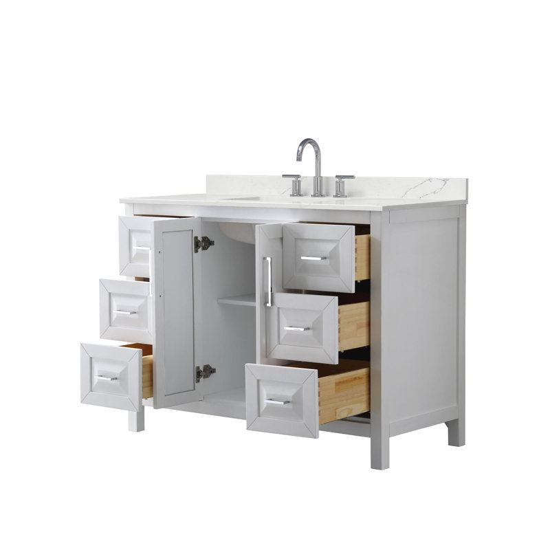 Daria 48'' W Vanity, Giotto Quartz, White, Polished Chrome