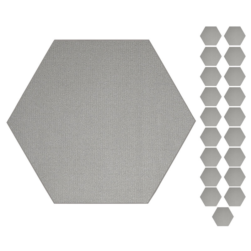 Solid Color Machine Made Tufted Polyester Area Rug in Gray Set, Hexagon 2'