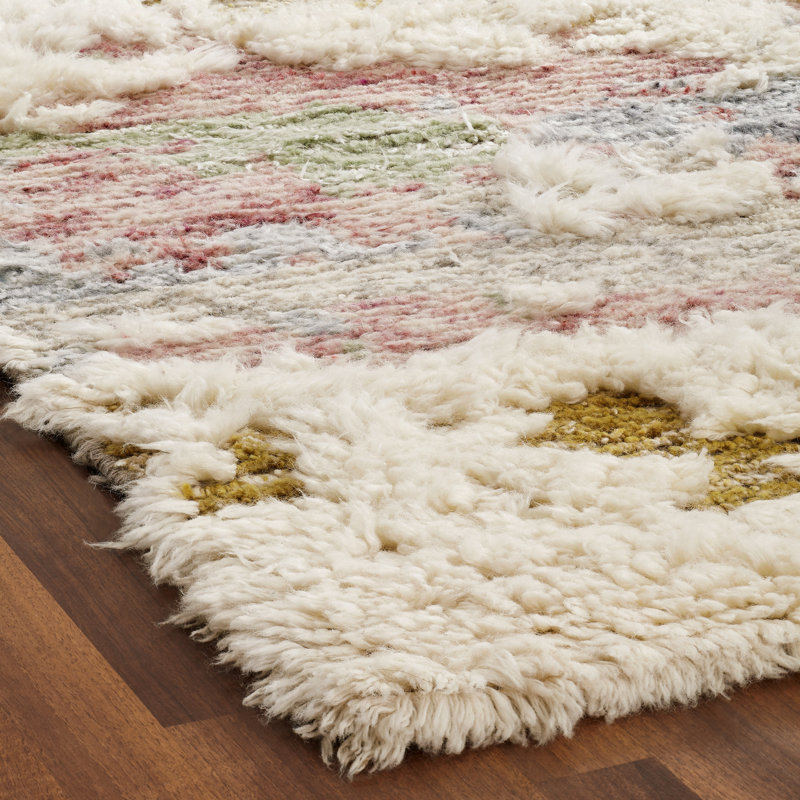Helenville Wool Abstract Area Rug in Ivory, 12' x 15'