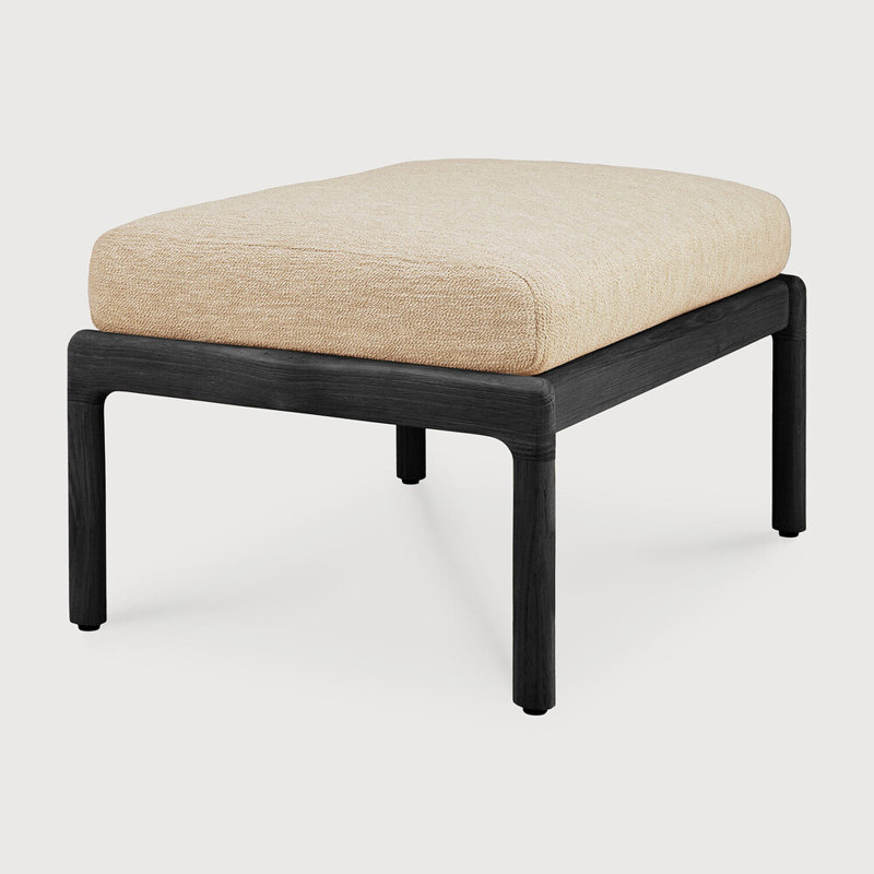 Jack Outdoor Teak Ottoman, Natural, Black