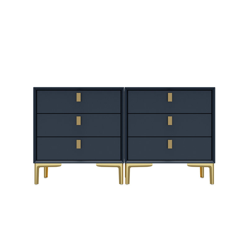 Bachelor-chest 3 tiroirs Verdiana, Bleu