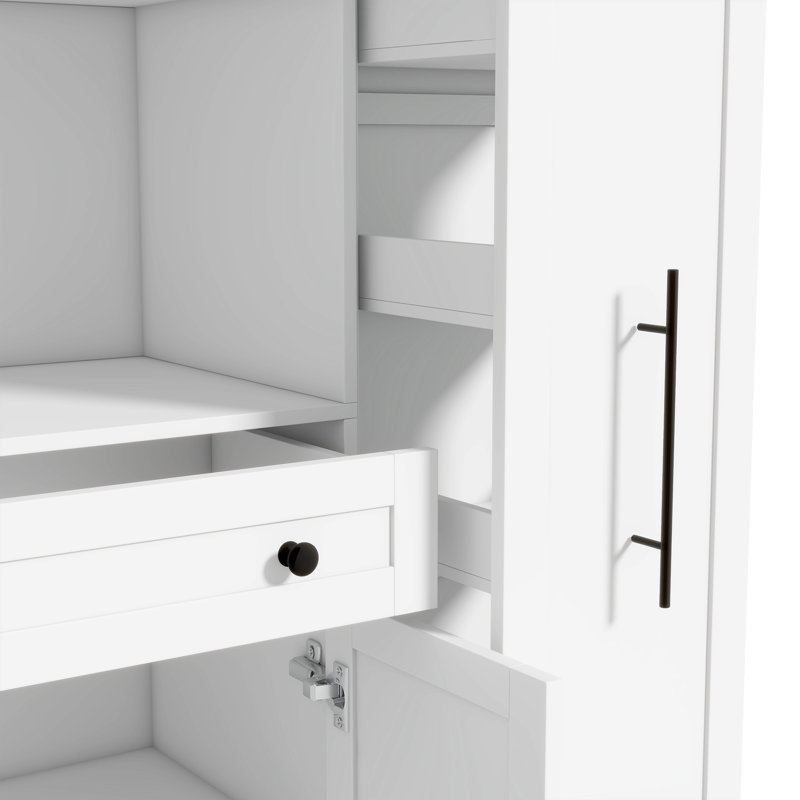 Buffet autoportant traditionnel de 70 po de hauteur avec tablettes et 1 tiroir, Blanc