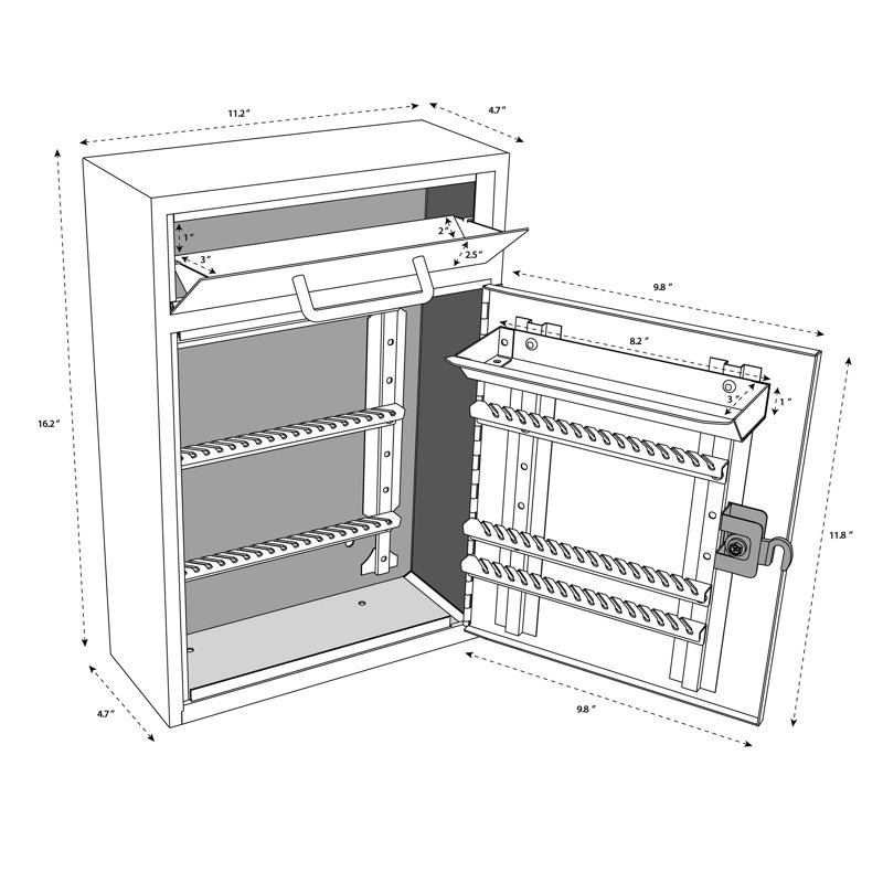 Key Boss Security Cabinet Drop Box with Lock, White